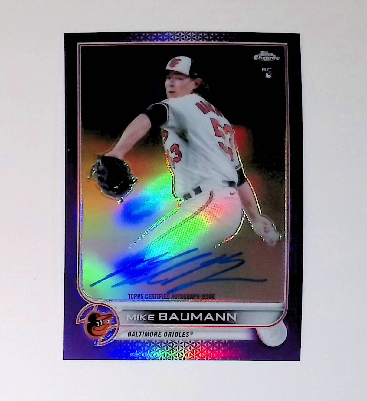 Mike Baumann 2022 Topps Chrome Rookie Autograph Purple Refractors #RA-MB (Rookie Card), 171 /250 - LoCo Collectables