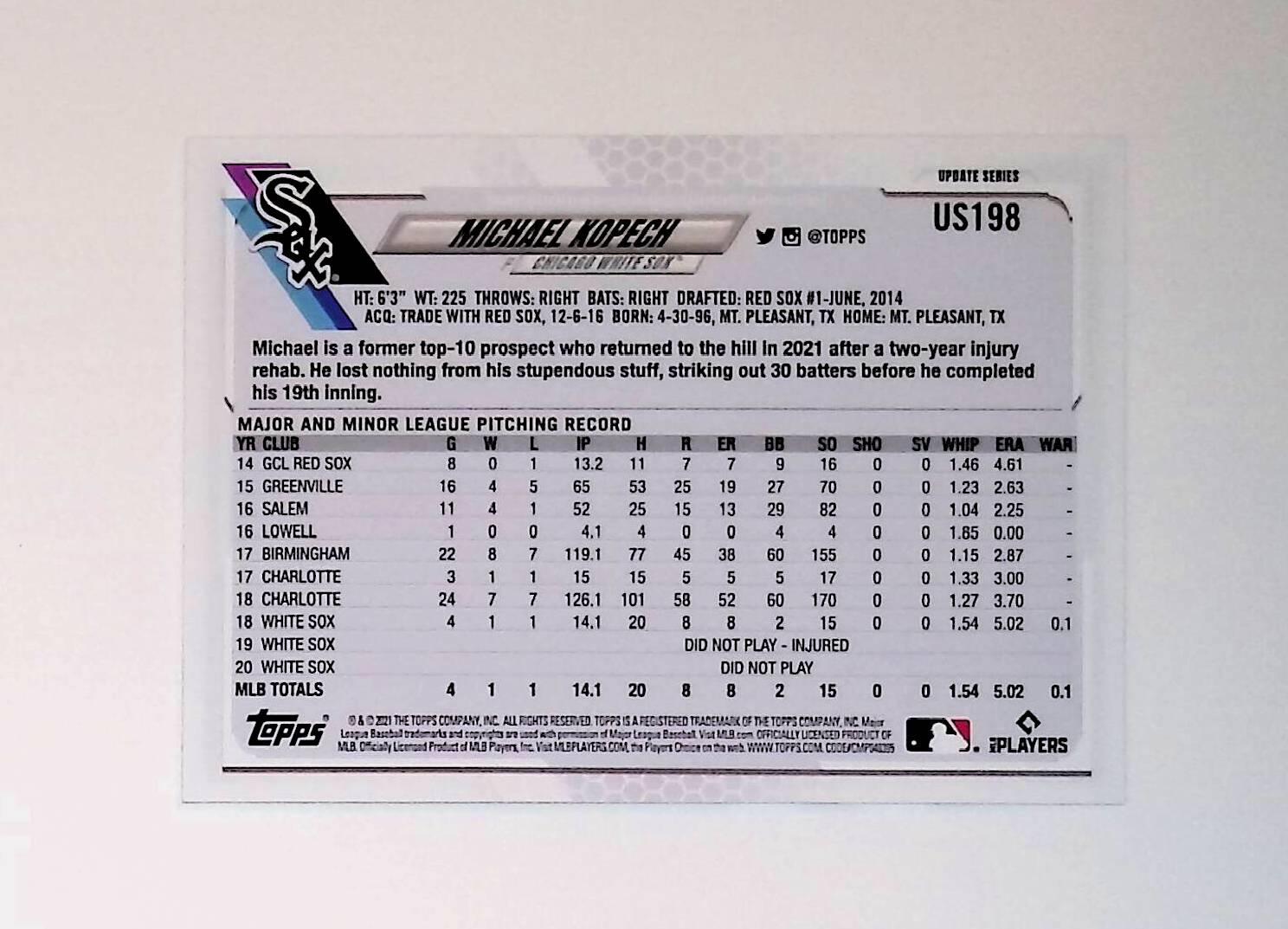 2021 Topps Update Gold Foil #US198 Michael Kopech - LoCo Collectables