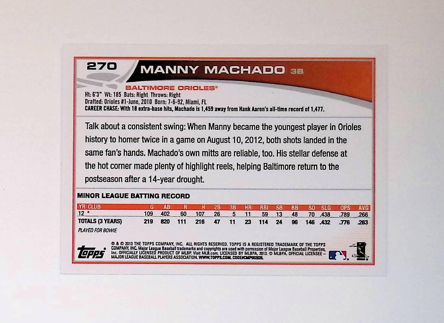 Manny Machado 2013 Topps #270 (Rookie Card) - LoCo Collectables