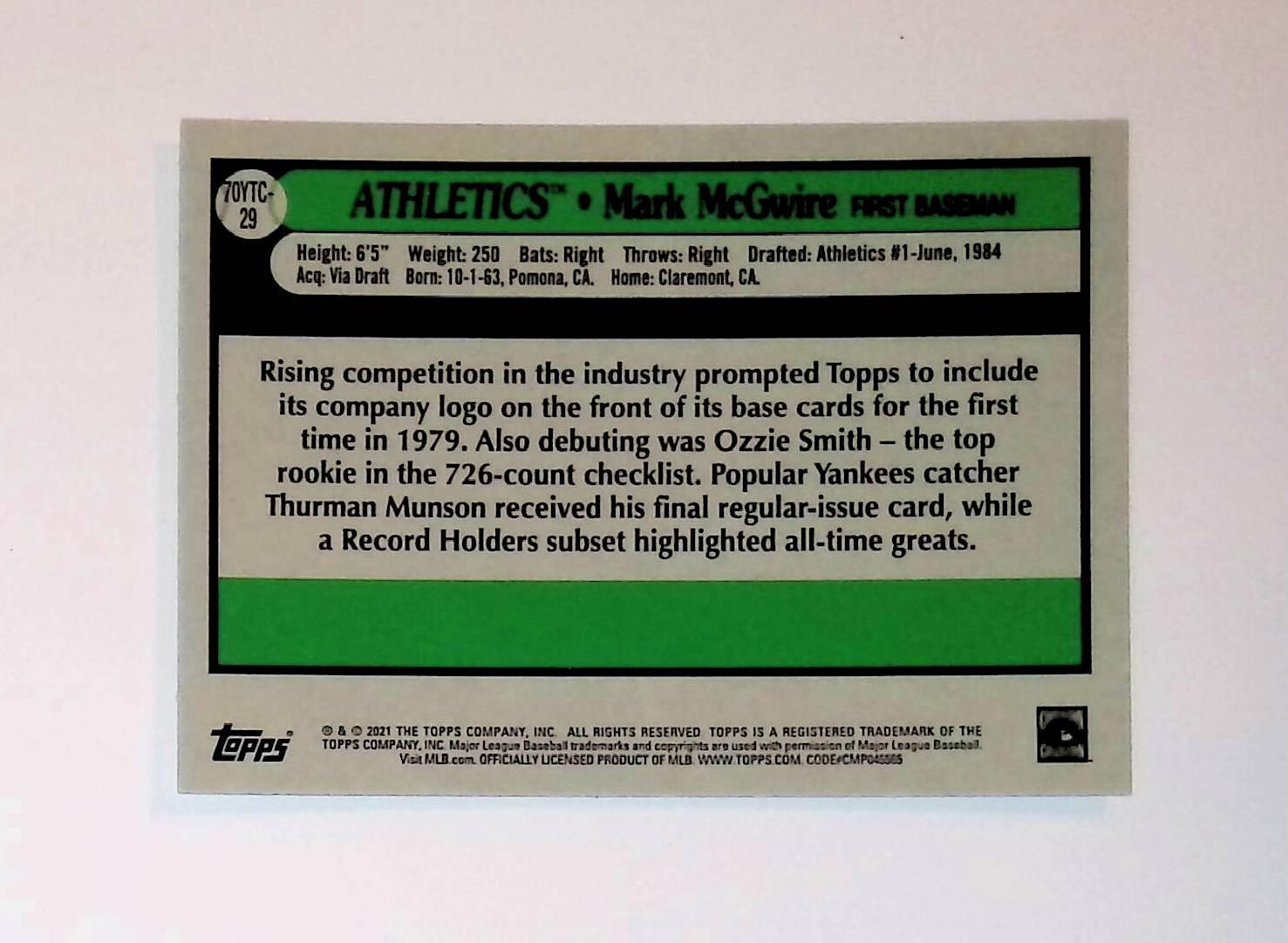 2021 Topps 70 Years of Topps Baseball Chrome #70YTC-29 Mark McGwire - LoCo Collectables