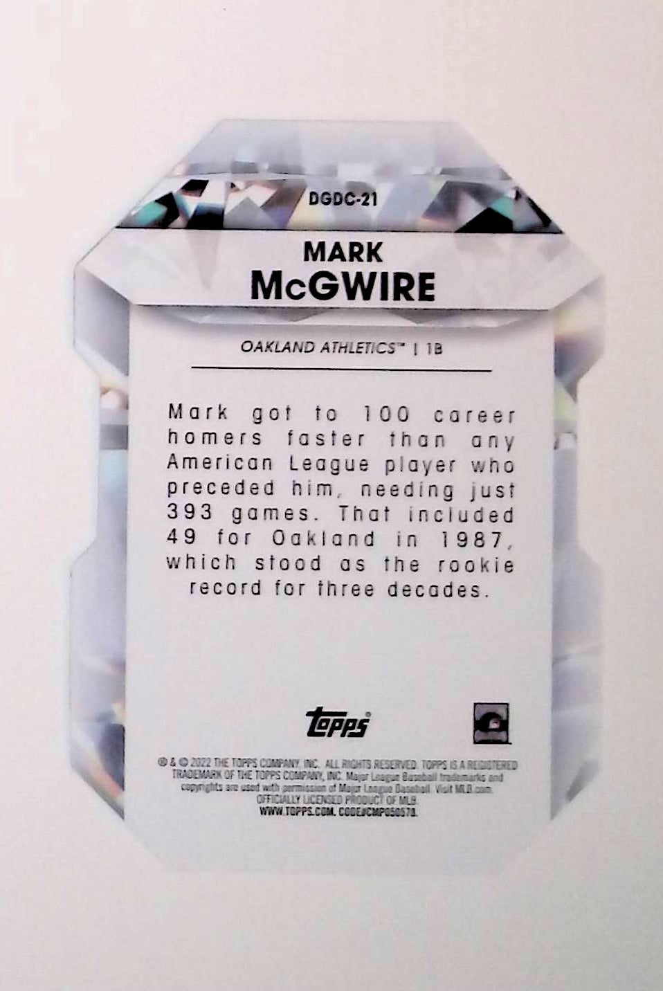 Mark McGwire 2022 Topps Diamond Greats Die Cuts #DGDC-21 - LoCo Collectables