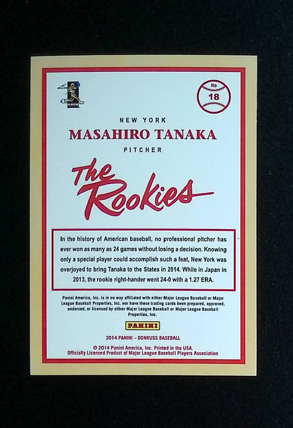 Masahiro Tanaka 2014 Donruss The Rookies #18 (Rookie Card) - LoCo Collectables