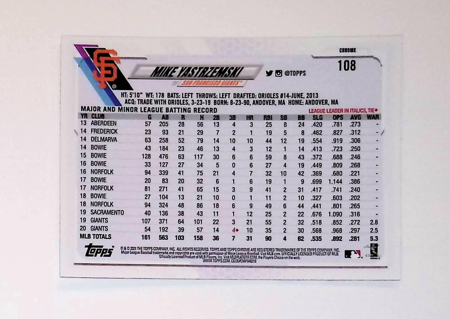 2021 Topps Chrome Prism Refractor #108 Mike Yastrzemski - LoCo Collectables