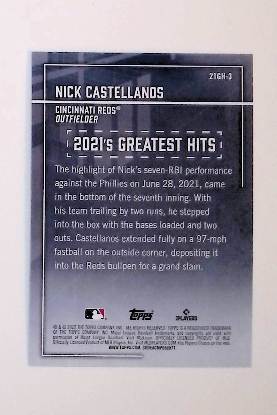 Nick Castellanos 2022 Topps '21 Greatest Hits #21GH-3 - LoCo Collectables