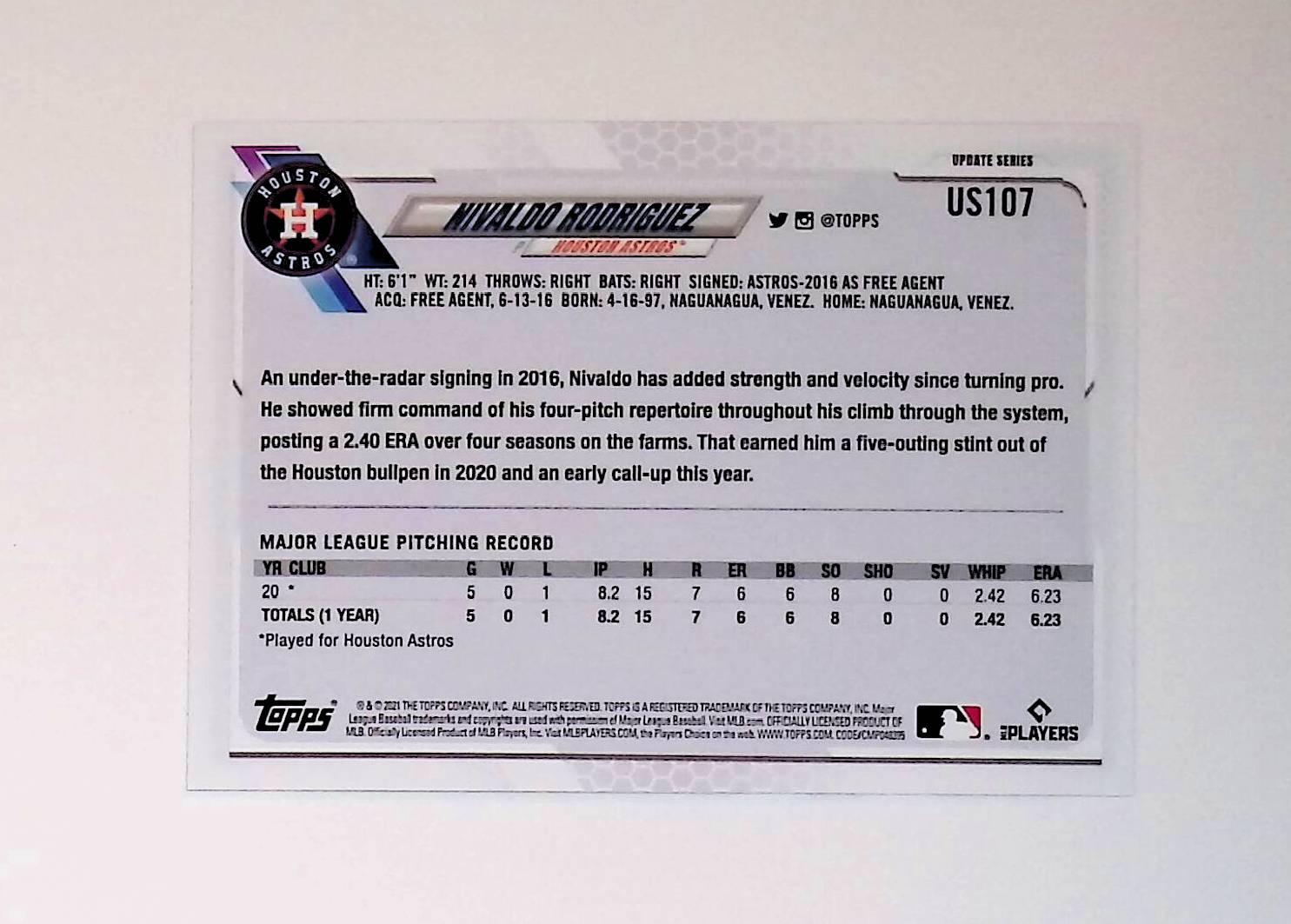 2021 Topps Update Gold Foil #US107 Nivaldo Rodriguez Rookie - LoCo Collectables