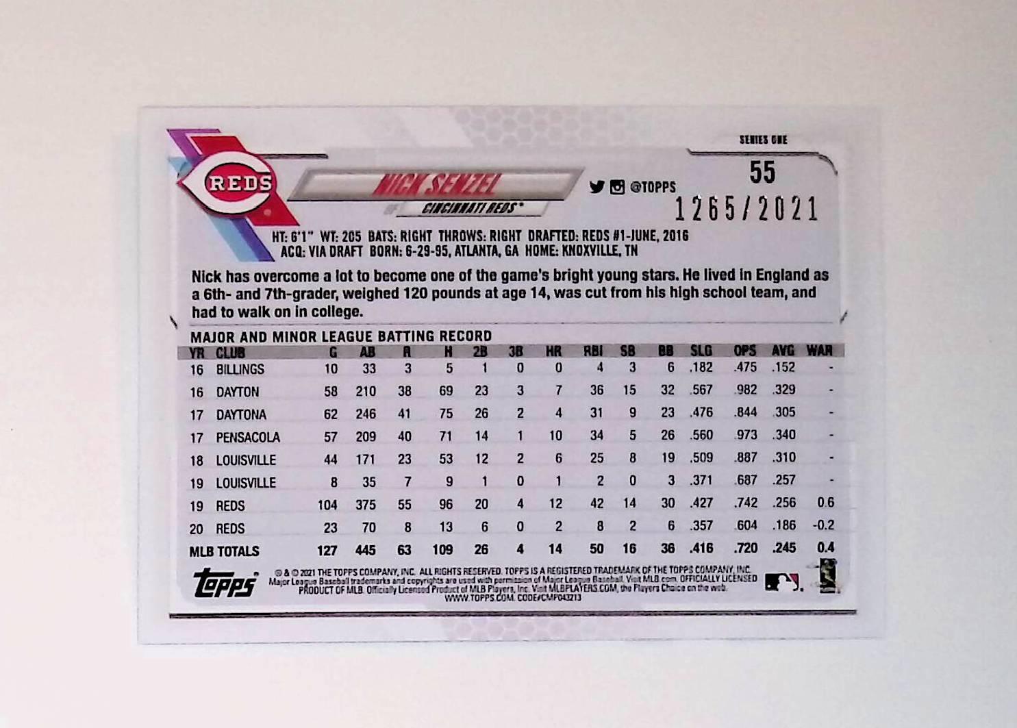 Nick Senzel 2021 Topps Gold #55, 1265 /2021 - LoCo Collectables