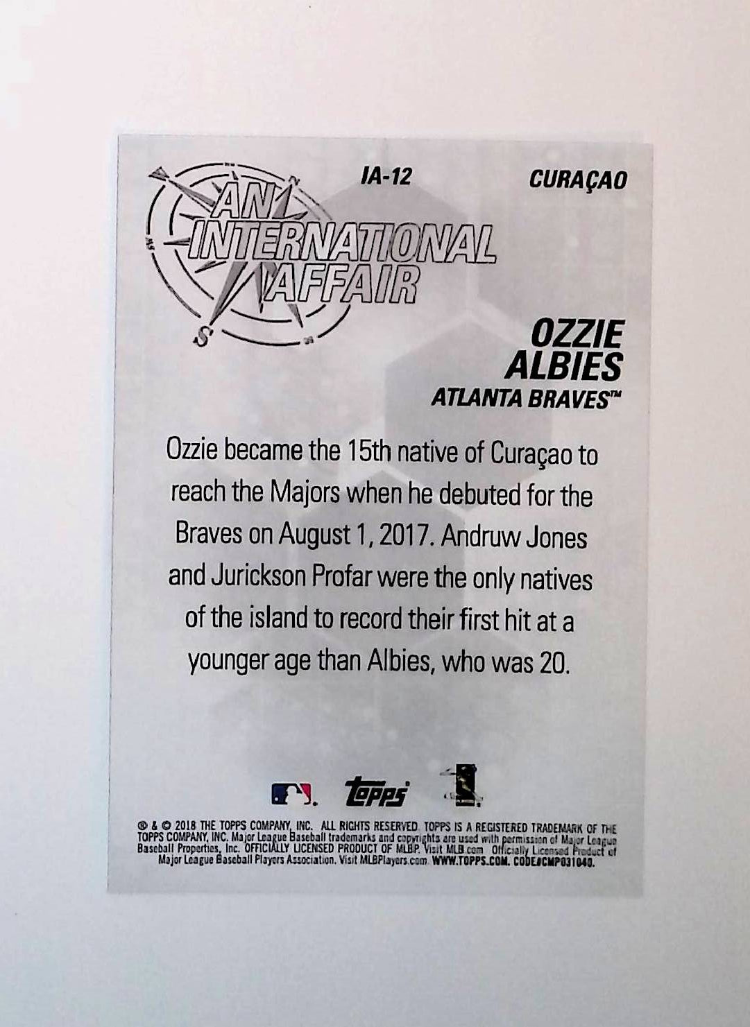 Ozzie Albies 2018 Topps Update An International Affair #IA-12 - LoCo Collectables