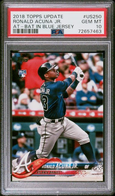 Ronald Acuna Jr 2018 Topps Update #US250 (Rookie Card), PSA 10 GEM MINT - LoCo Collectables