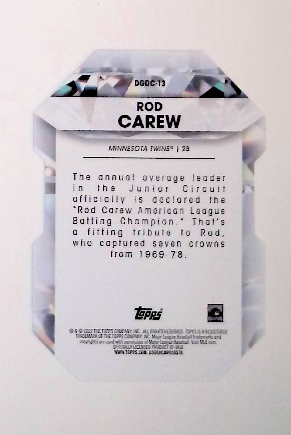 Rod Carew 2022 Topps Diamond Greats Die Cuts #DGDC-13 - LoCo Collectables