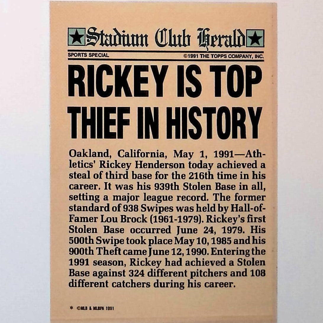 Rickey Henderson 1991 Topps Stadium Club Members Only - LoCo Collectables