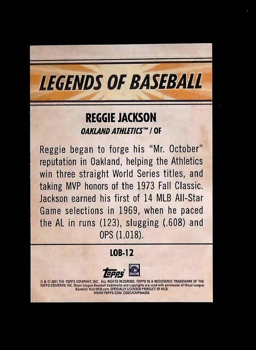 Reggie Jackson 2021 Topps Opening Day Legends of Baseball #LOB-12 - LoCo Collectables