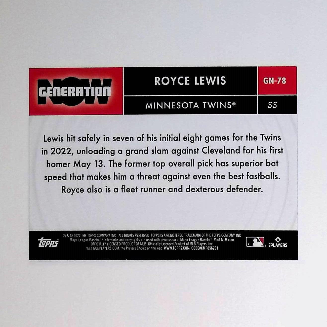 2022 Topps Generation Now #GN-78 Royce Lewis Rookie - LoCo Collectables