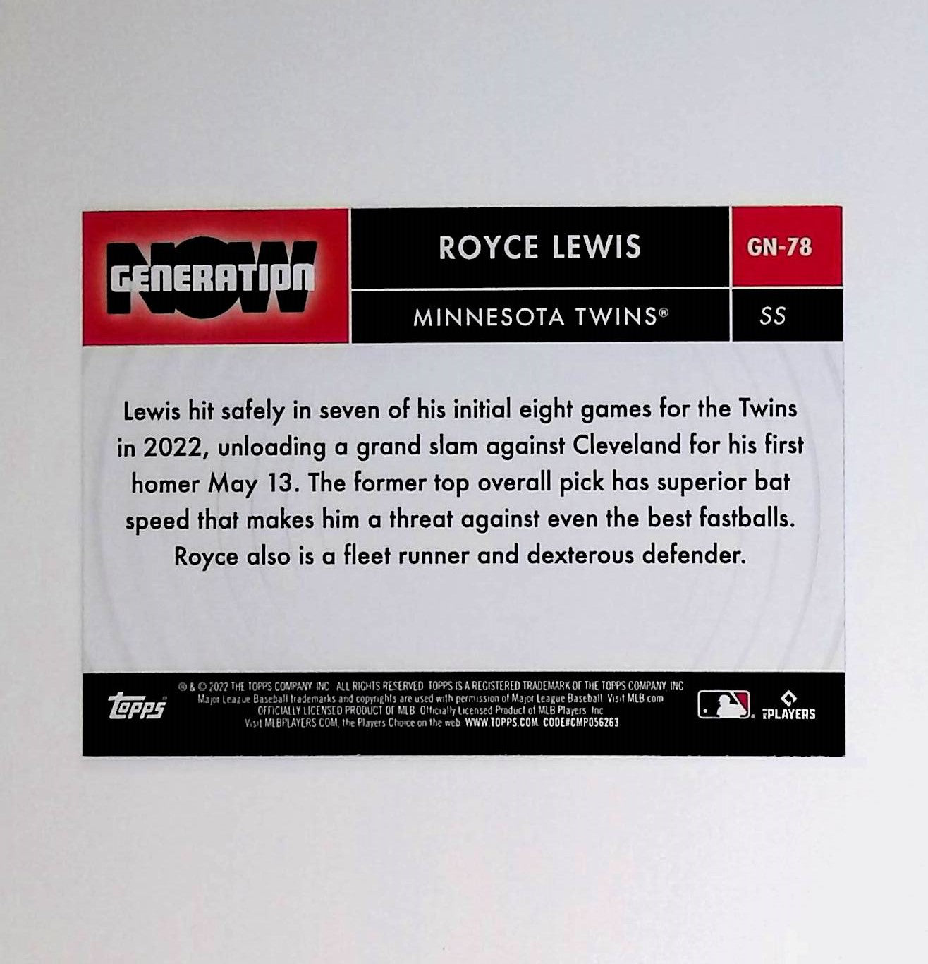 Royce Lewis 2022 Topps Generation Now #GN-78 (Rookie Card) - LoCo Collectables