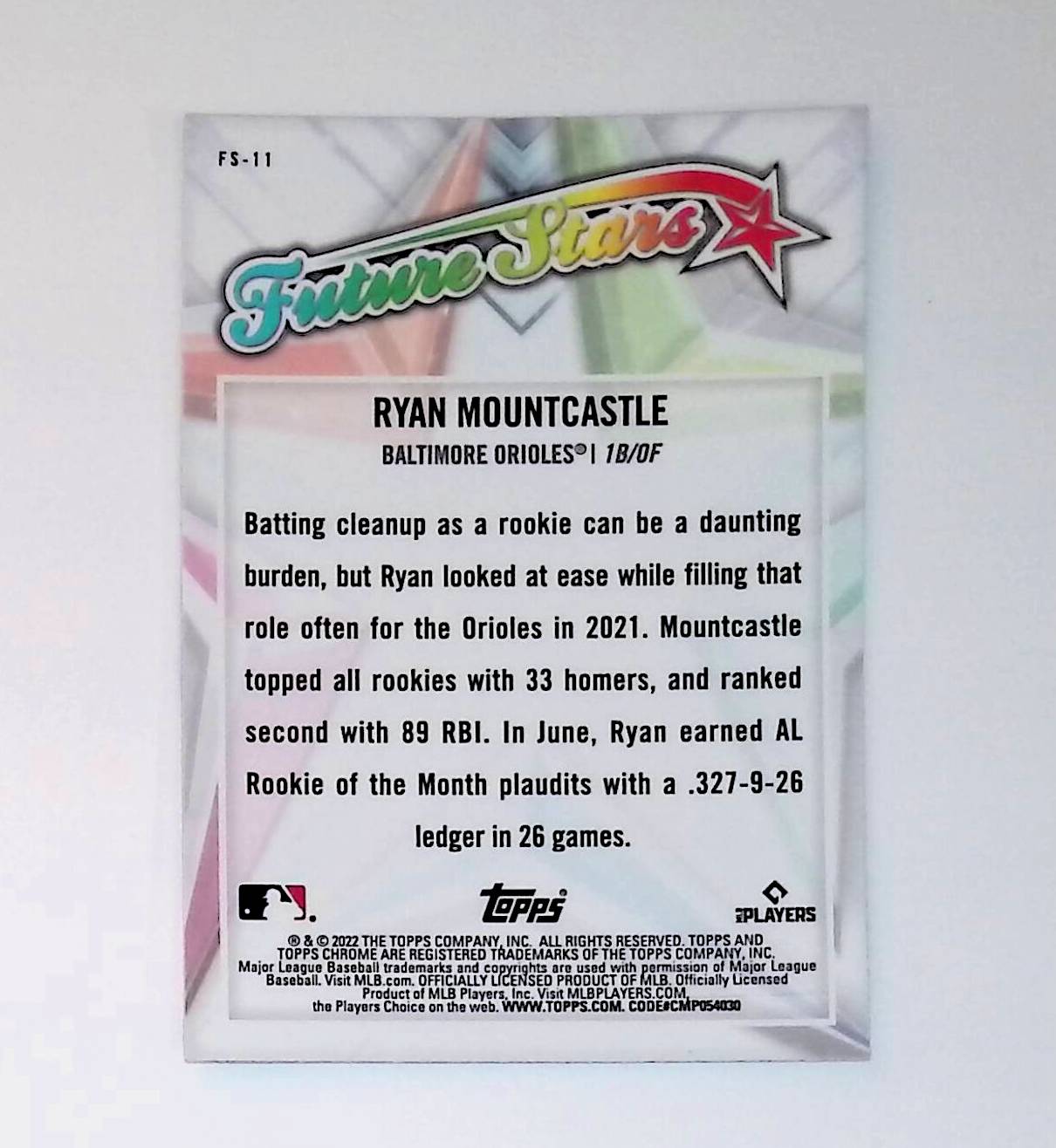 Ryan Mountcastle 2022 Topps Chrome Future Stars #FS-11 - LoCo Collectables