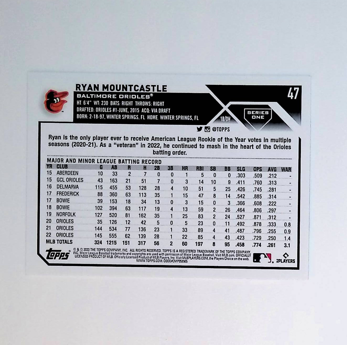 Ryan Mountcastle 2023 Topps #47 - LoCo Collectables