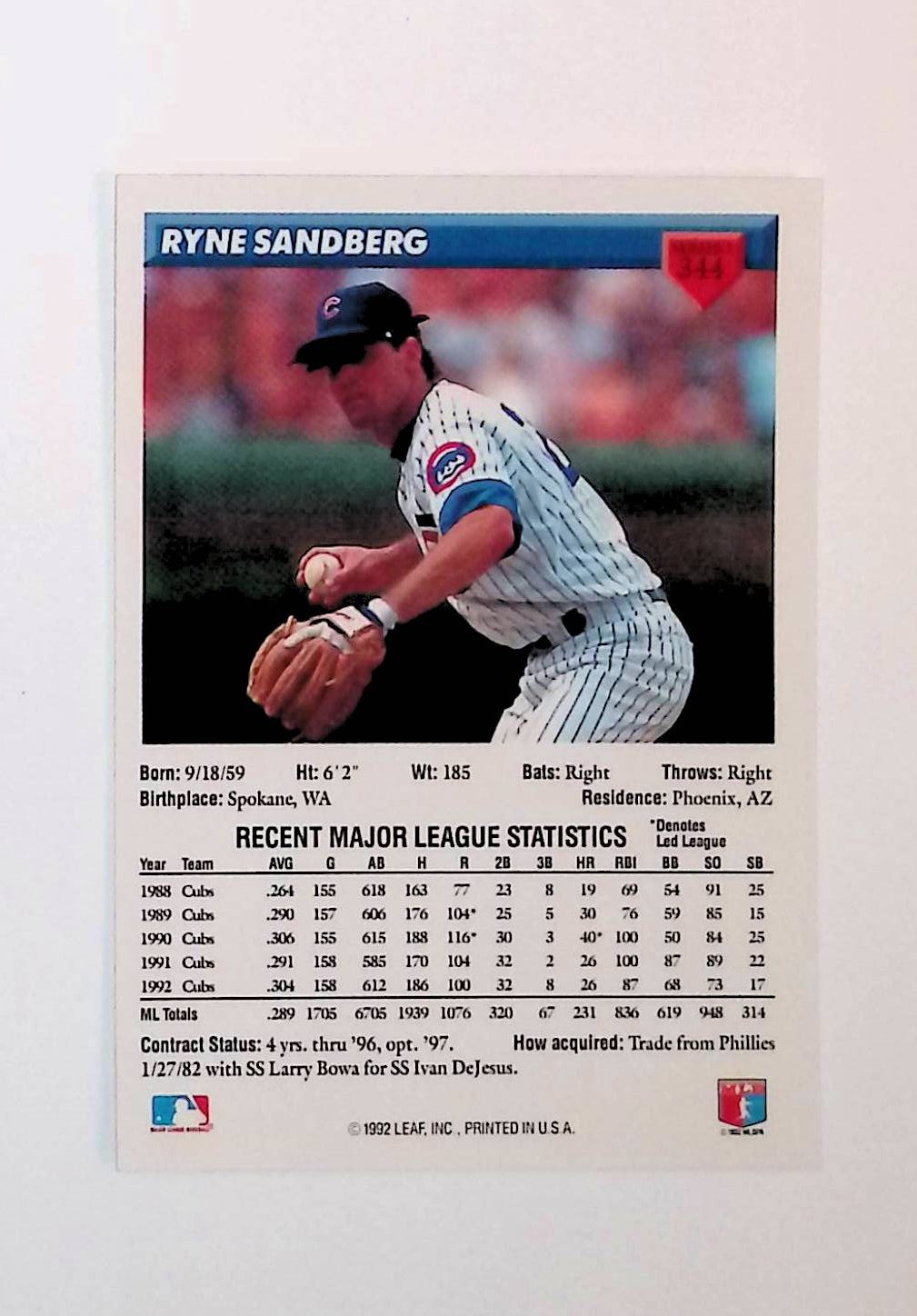 Ryne Sandberg 1993 Donruss #344 - LoCo Collectables