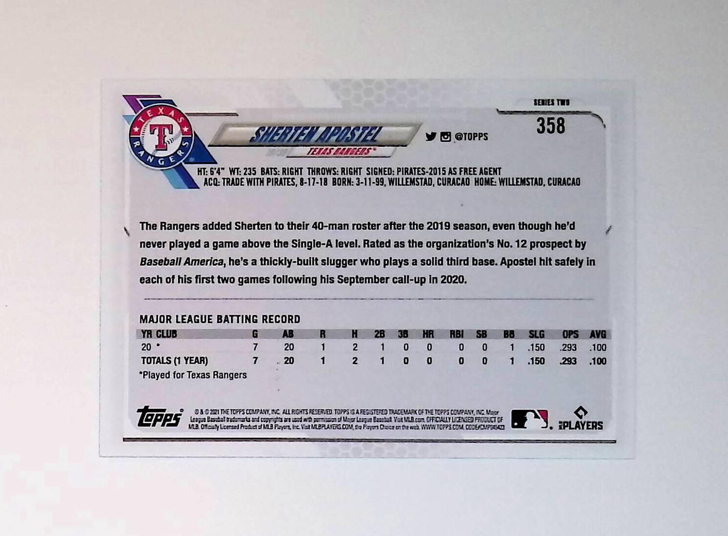 2021 Topps #358 Sherten Apostel Rookie Rainbow Foil - LoCo Collectables