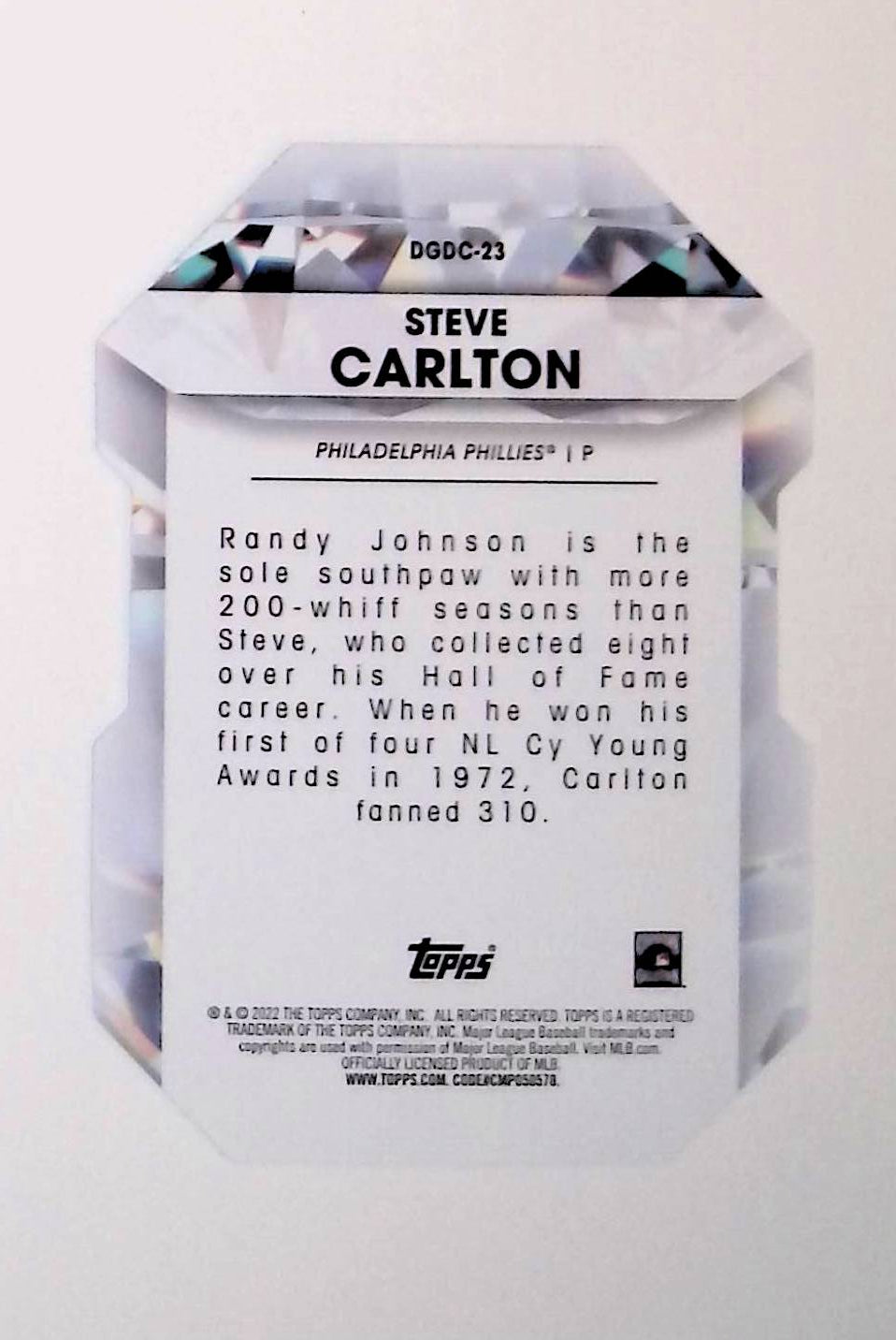 Steve Carlton 2022 Topps Diamond Greats Die Cuts #DGDC-23 - LoCo Collectables