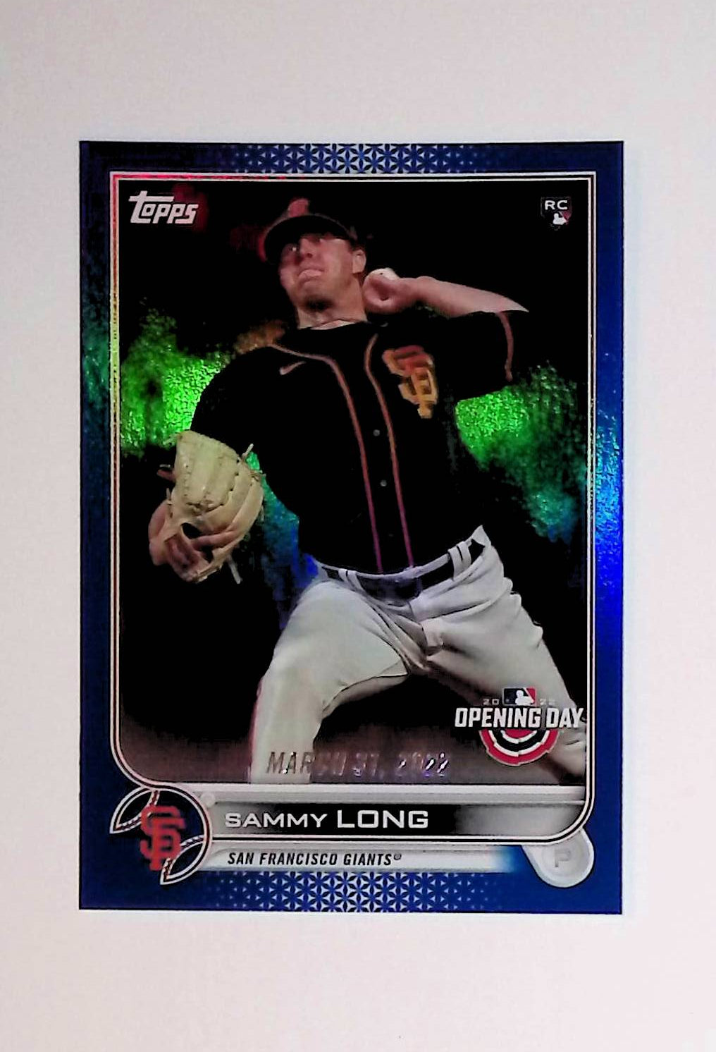 Sammy Long 2022 Topps Opening Day Blue Foil #156 (Rookie Card) - LoCo Collectables