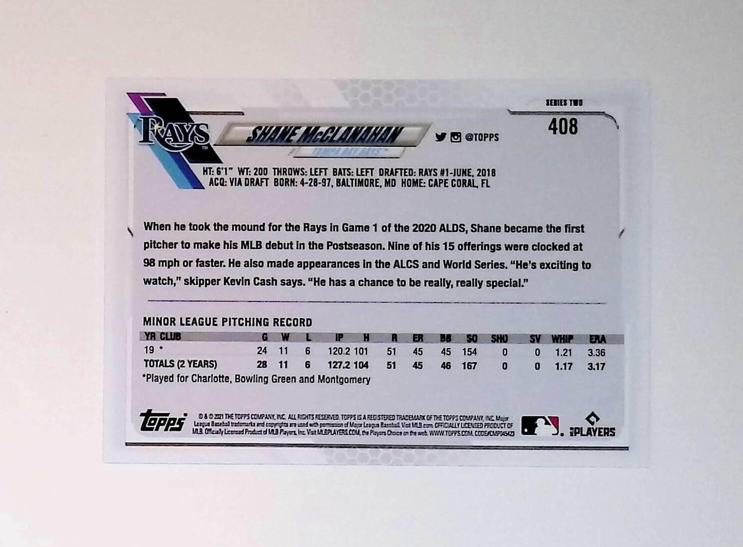 2021 Topps #408 Shane McClanahan Rookie - LoCo Collectables
