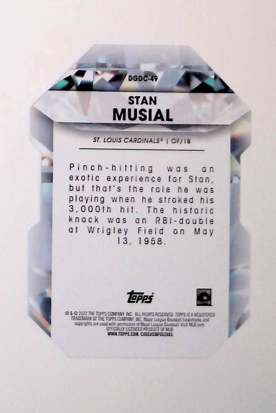 Stan Musial 2022 Topps Diamond Greats Die Cuts #DGDC-49 - LoCo Collectables