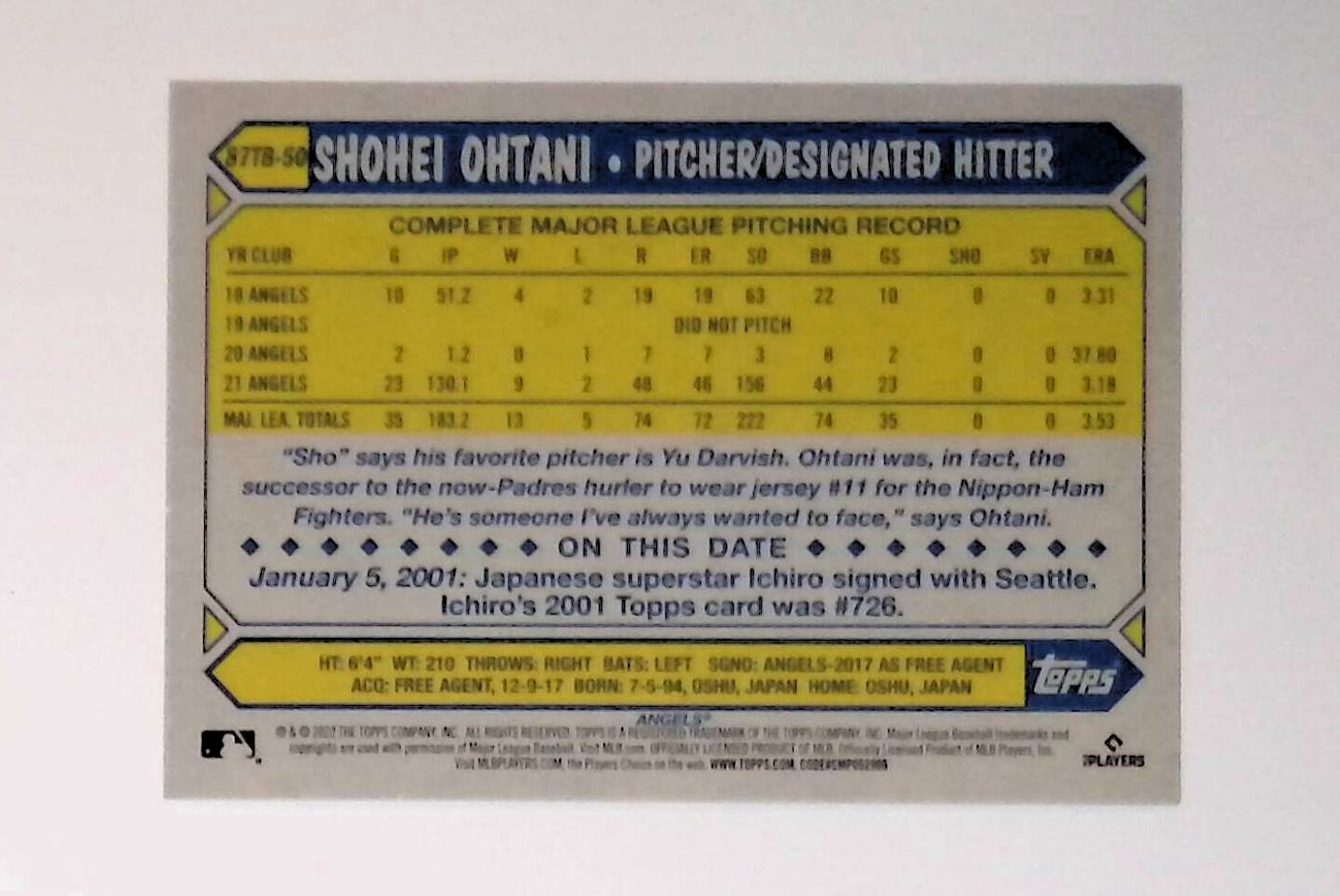 Shohei Ohtani 2022 Topps '87 Topps #87TB-50 - LoCo Collectables