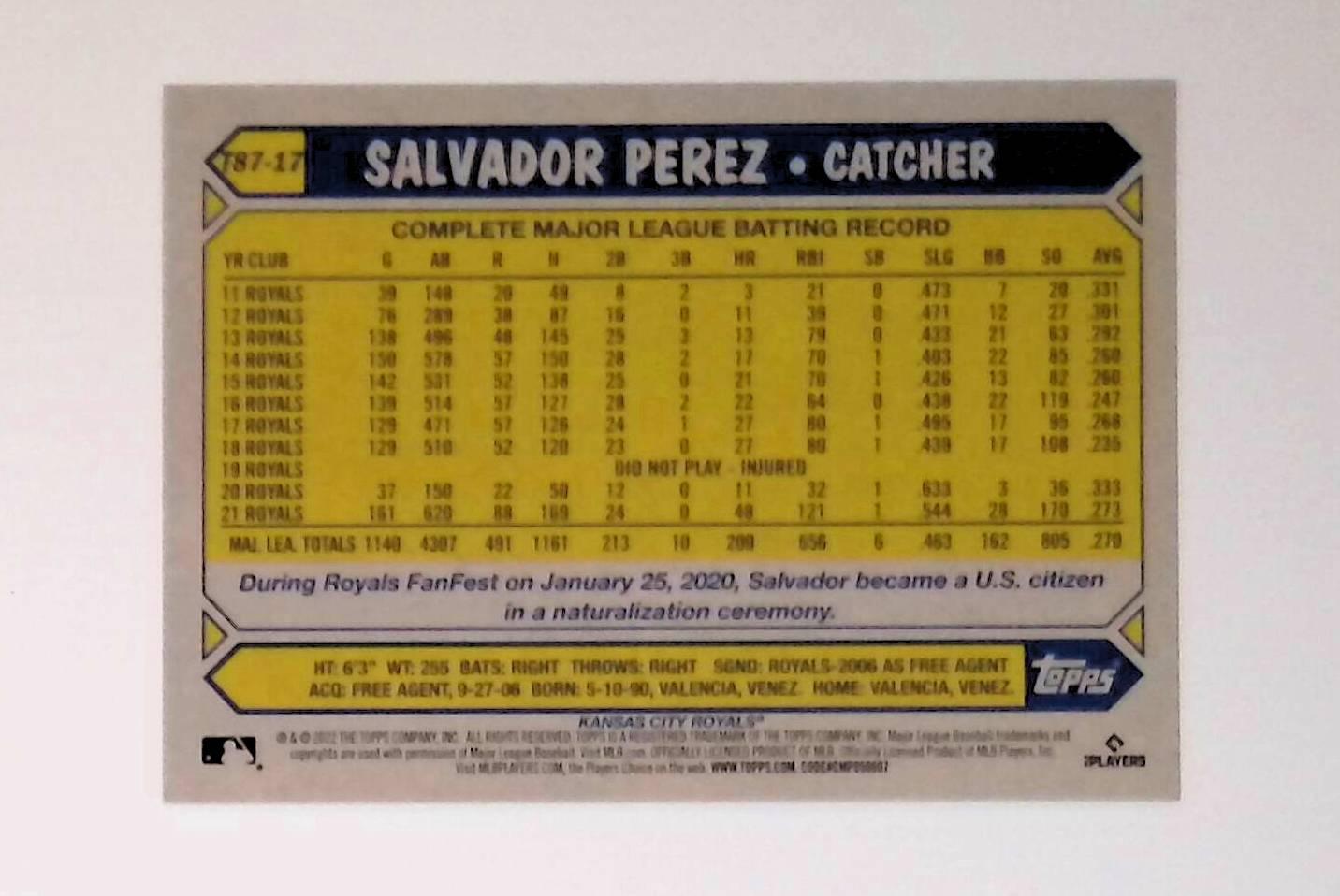 2022 Topps 1987 Topps Baseball #T87-17 Salvador Perez - LoCo Collectables