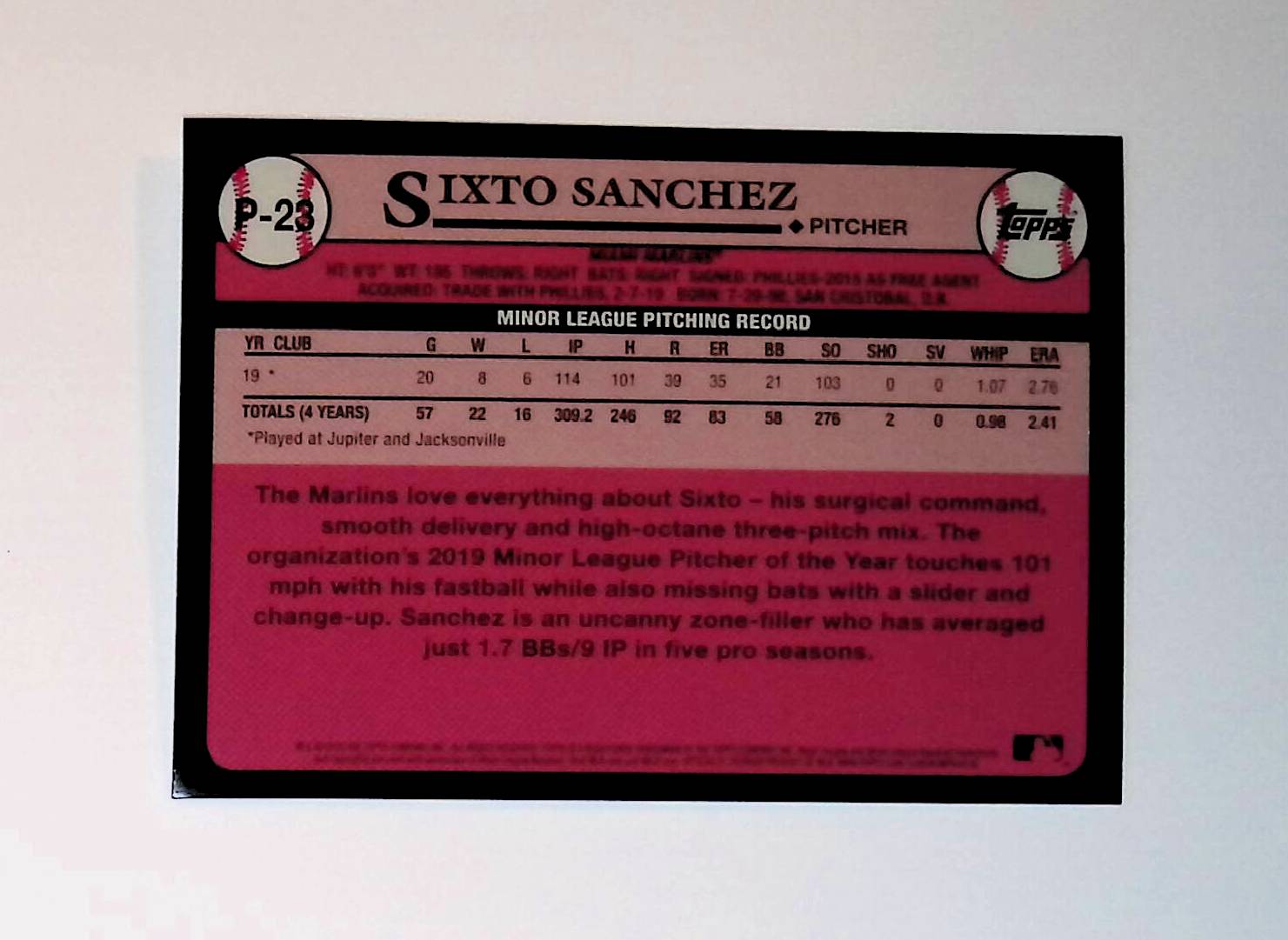 Sixto Sanchez 2020 Topps Update Prospects #P-23 - LoCo Collectables