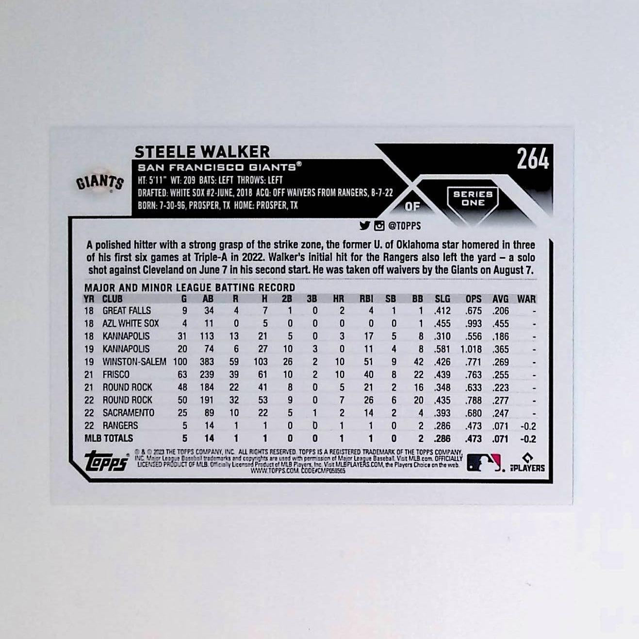 2023 Topps #264 Steele Walker Rookie Rainbow Foil - LoCo Collectables