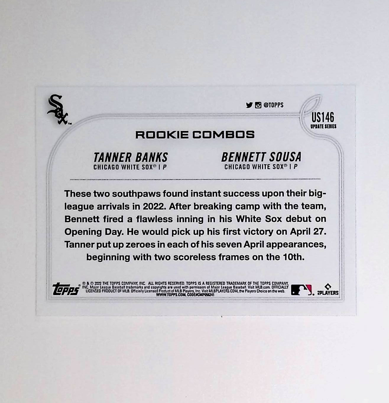 Tanner Banks, Bennett Sousa "Rookie Combos" 2022 Topps Update #US146 (Rookie Card) - LoCo Collectables