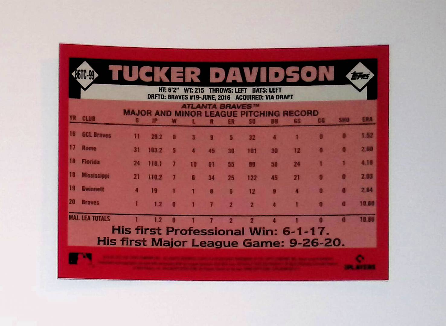 Tucker Davidson 2021 Topps '86 Topps Silver Pack Chrome #86TC-99 (Rookie Card) - LoCo Collectables