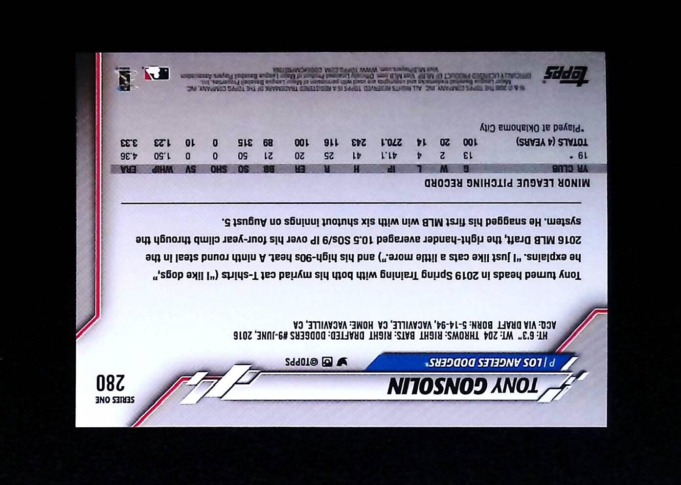 2020 Topps #280 Tony Gonsolin Rookie - LoCo Collectables