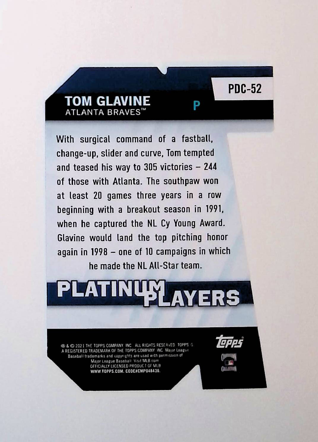 Tom Glavine 2021 Topps Platinum Players Dice Cuts #PDC-52 - LoCo Collectables