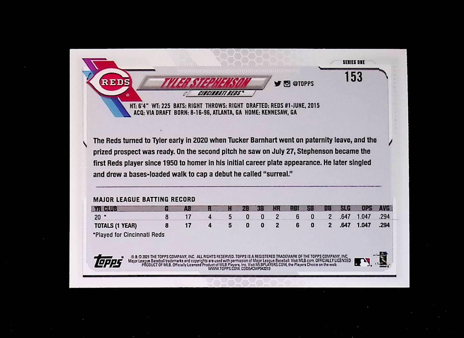 2021 Topps #153 Tyler Stephenson Rookie - LoCo Collectables