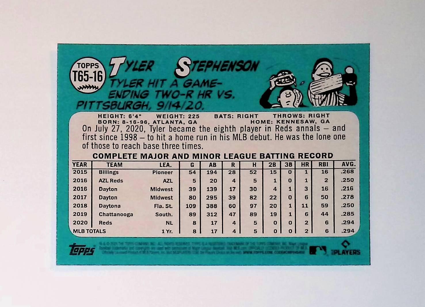 2021 Topps 1965 Topps Redux #T65-16 Tyler Stephenson Rookie - LoCo Collectables