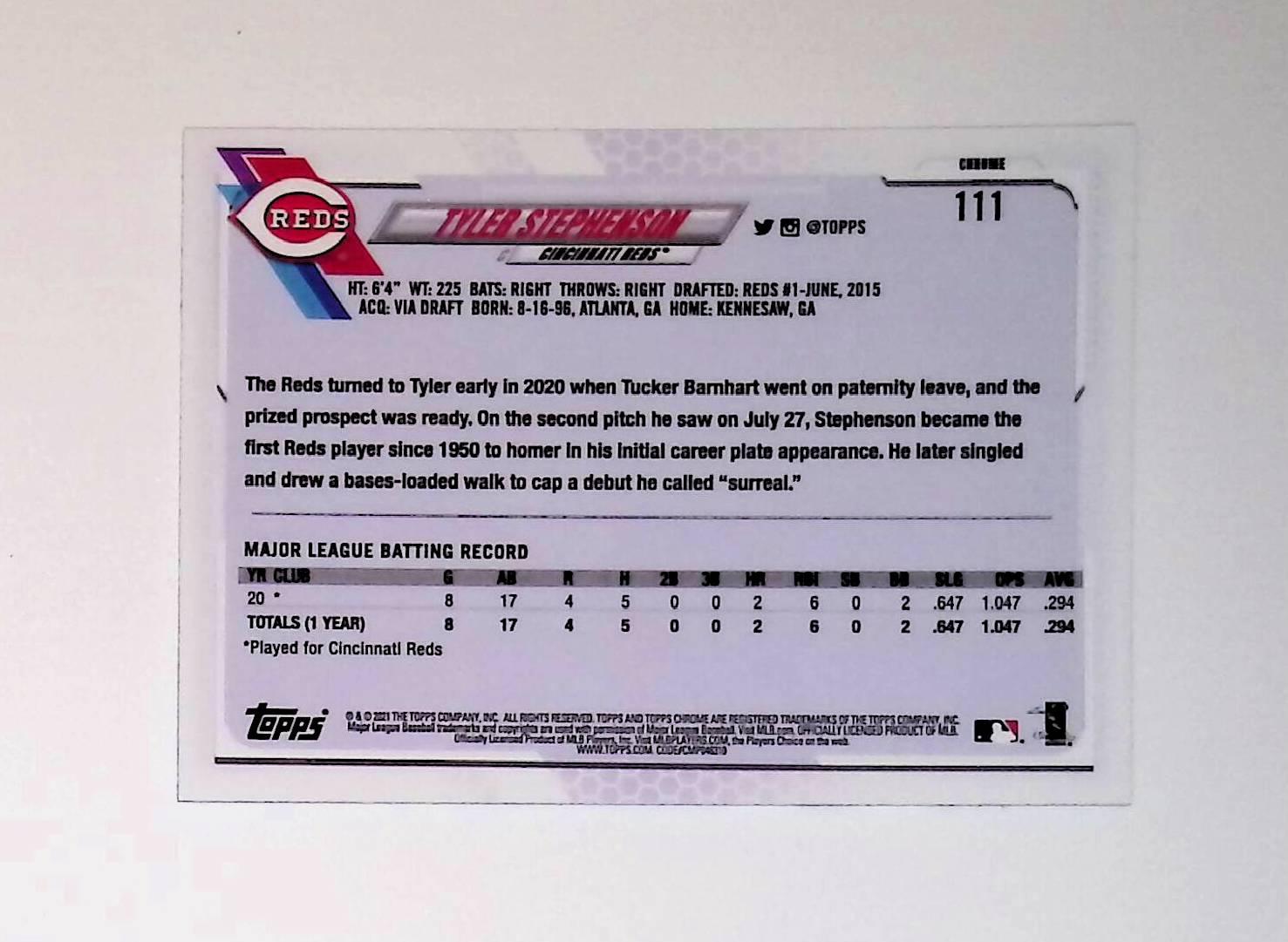 2021 Topps Chrome #111 Tyler Stephenson Rookie - LoCo Collectables