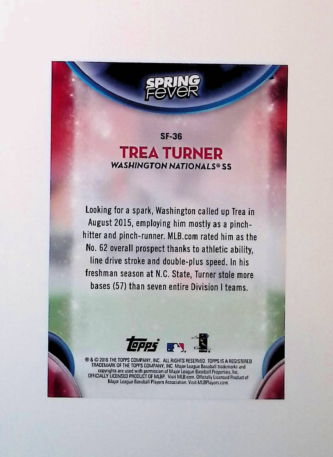 Trea Turner 2016 Topps Spring Fever #SF-36 (Rookie Card) - LoCo Collectables