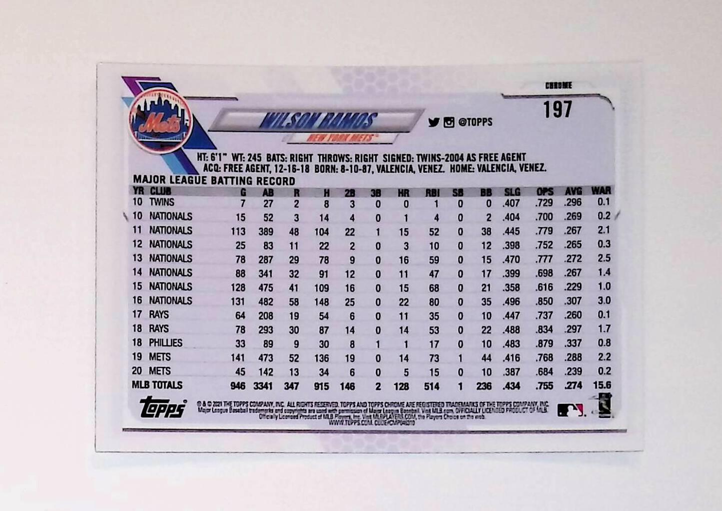 2021 Topps Chrome #197 Wilson Ramos Prism Refractor - LoCo Collectables