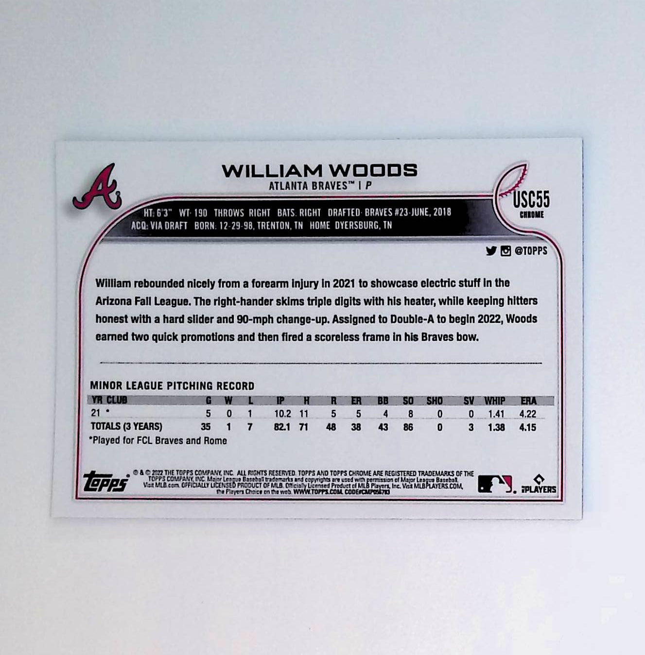 William Woods 2022 Topps Chrome Update Purple Refractors #USC55 (Rookie Card) - LoCo Collectables