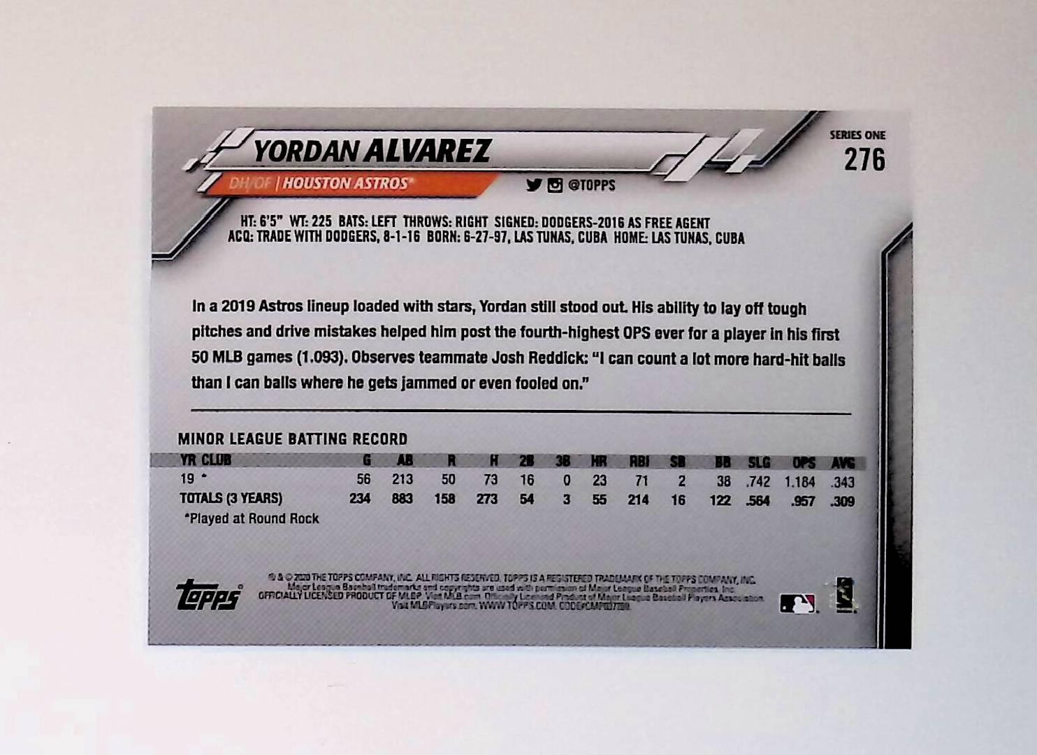 2020 Topps #276 Yordan Alvarez Rookie - LoCo Collectables