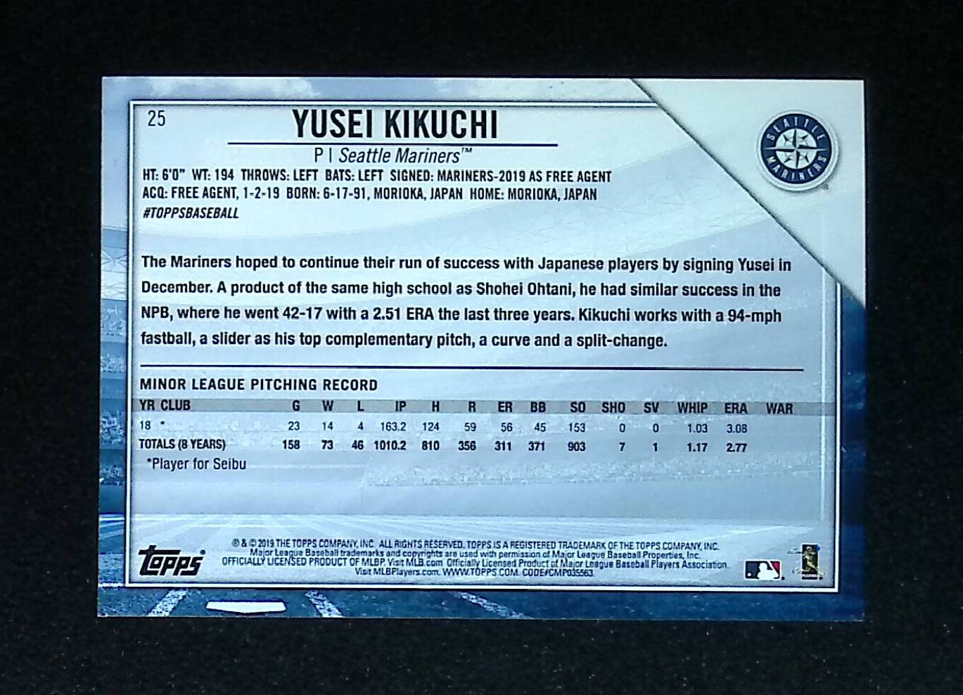 Yusei Kikuchi 2019 Topps National Baseball Card Day #25 (Rookie Card) - LoCo Collectables