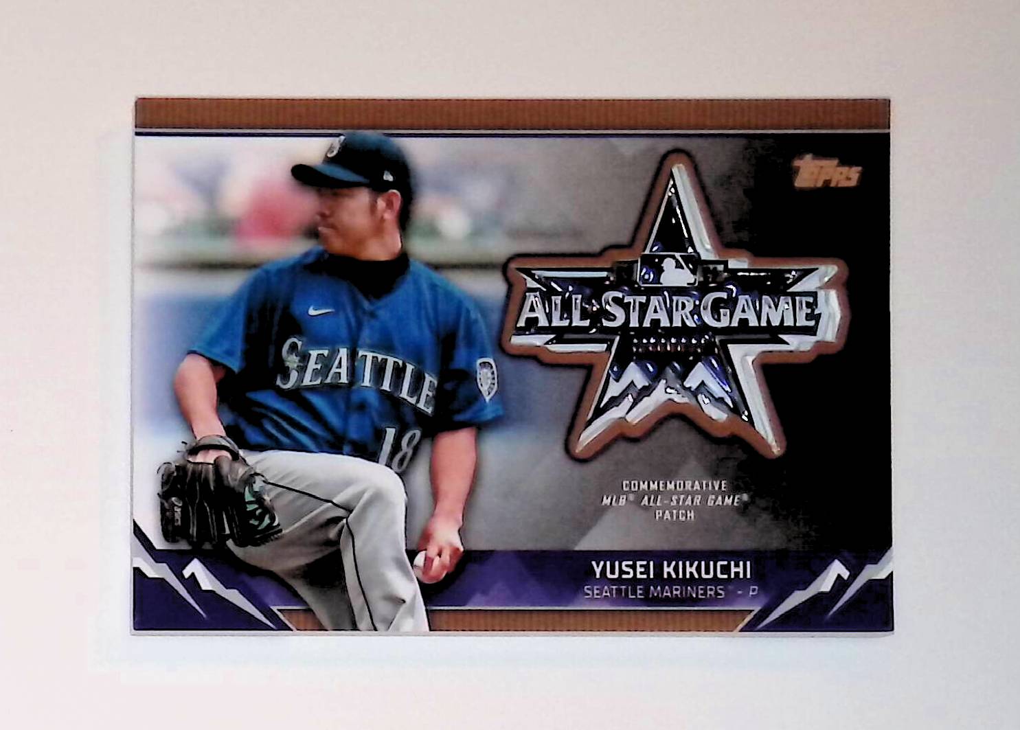 Yusei Kikuchi 2021 Topps Update All-Star Game Manufactured Sleeve Patches Gold #ASGP-YK, 27 /50 - LoCo Collectables