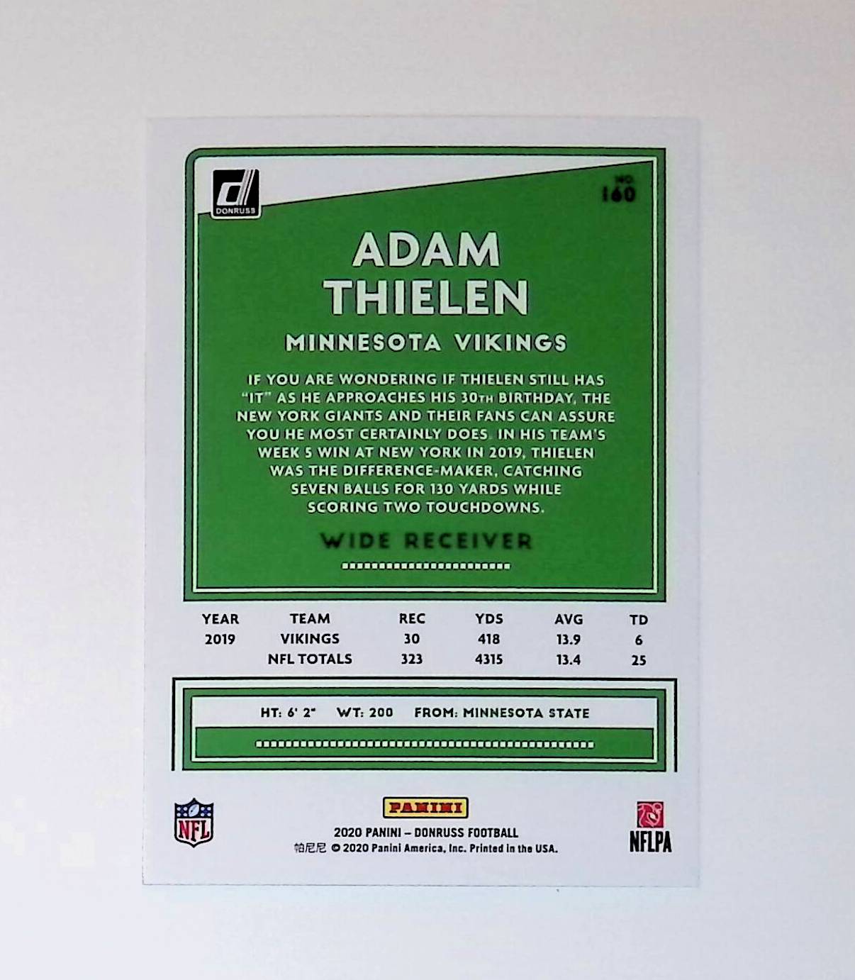 Adam Thielen 2020 Donruss #160 - LoCo Collectables