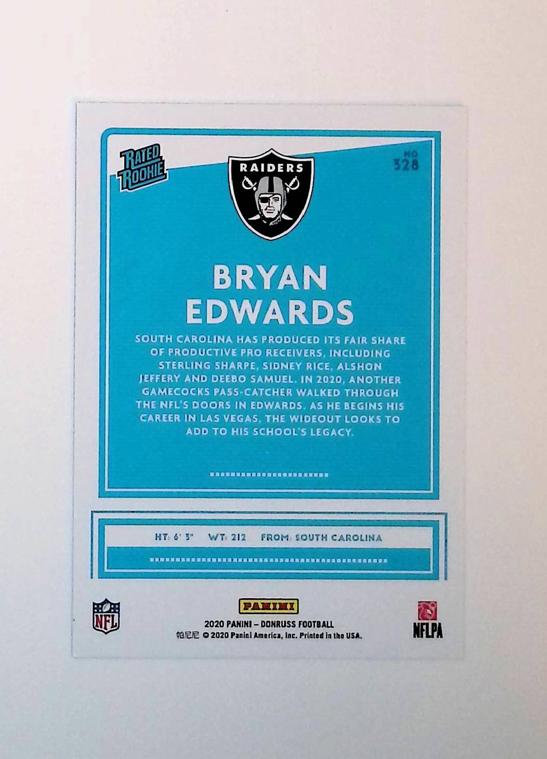 Bryan Edwards 2020 Donruss Press Proof Blue Rated Rookie #328 (Rookie Card) - LoCo Collectables