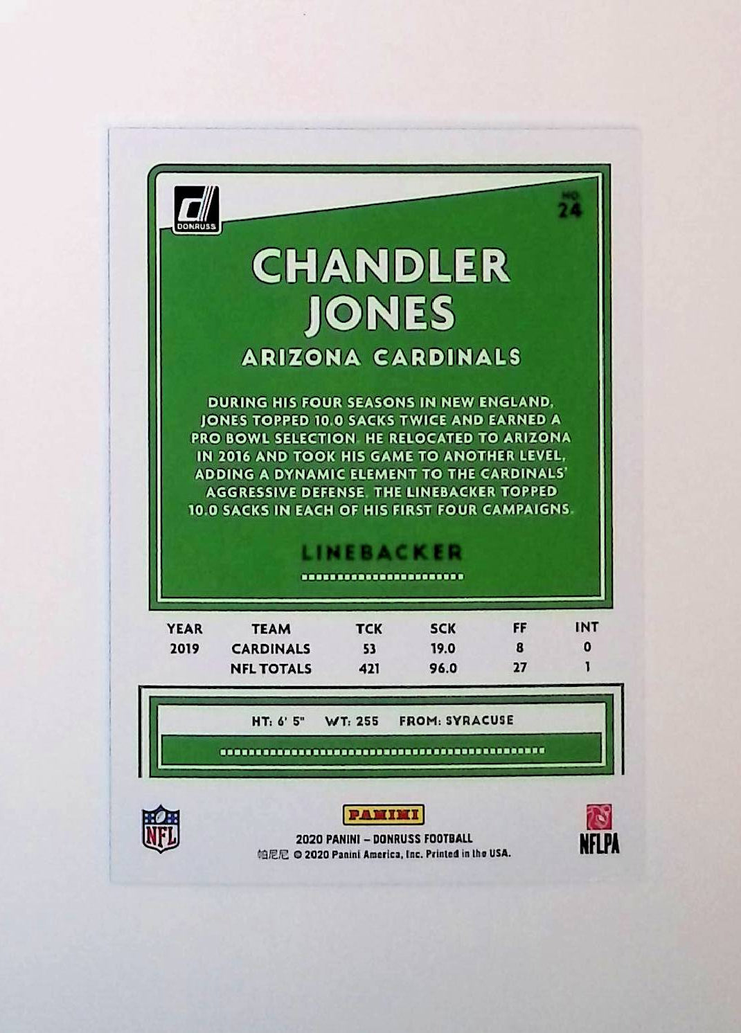 Chandler Jones 2020 Donruss Press Proof Blue #24 - LoCo Collectables