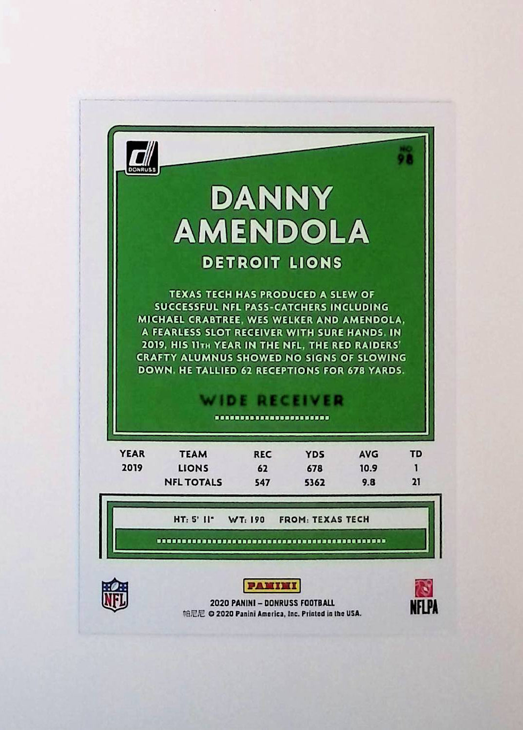 Danny Amendola 2020 Donruss Press Proof Blue #98 - LoCo Collectables