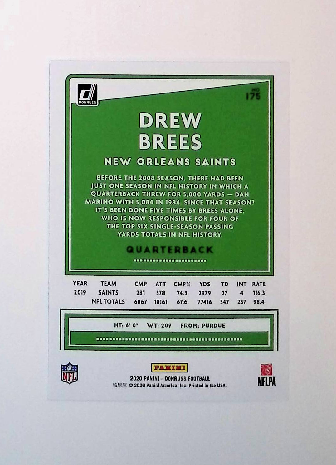 Drew Brees 2020 Donruss #175 - LoCo Collectables