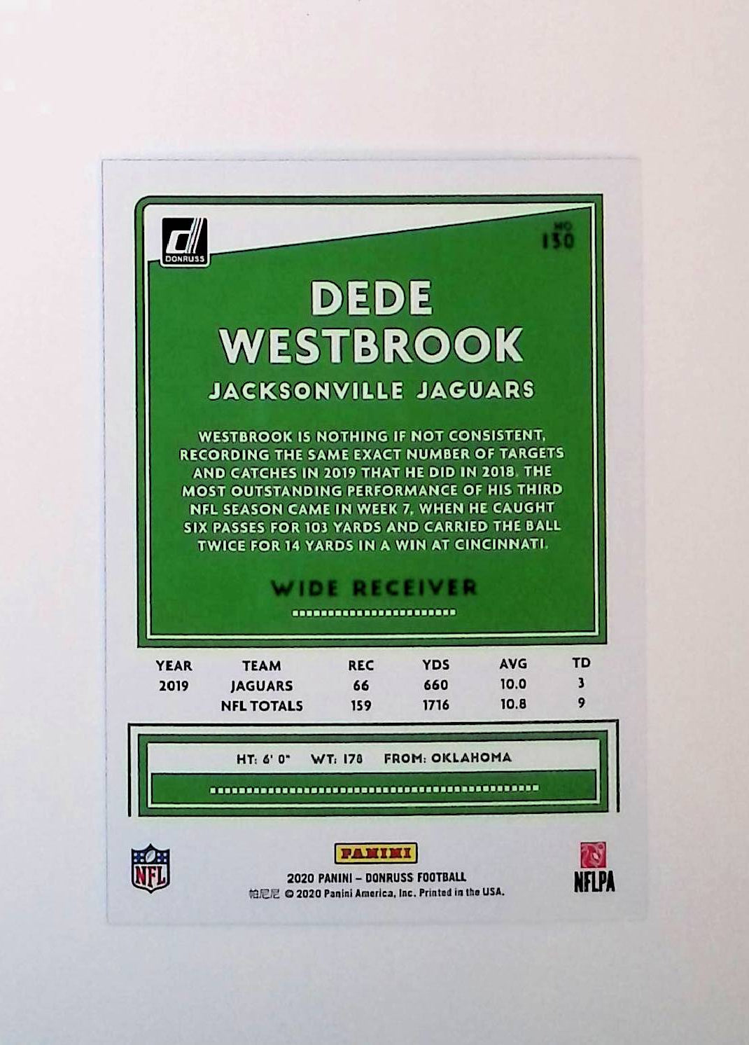 Dede Westbrook 2020 Donruss Press Proof Blue #130 - LoCo Collectables