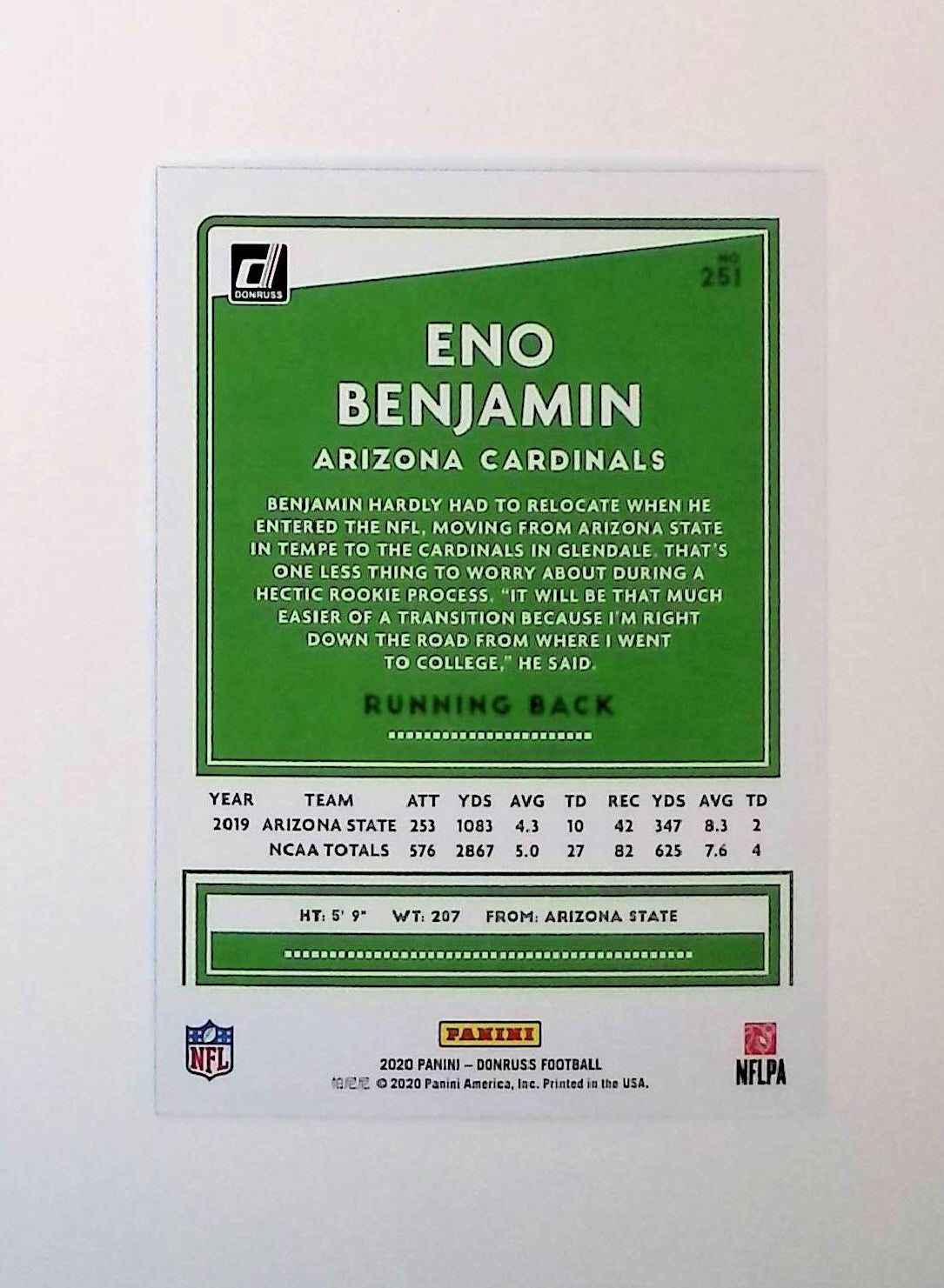 Eno Benjamin 2020 Donruss Press Proof Blue #251 (Rookie Card) - LoCo Collectables