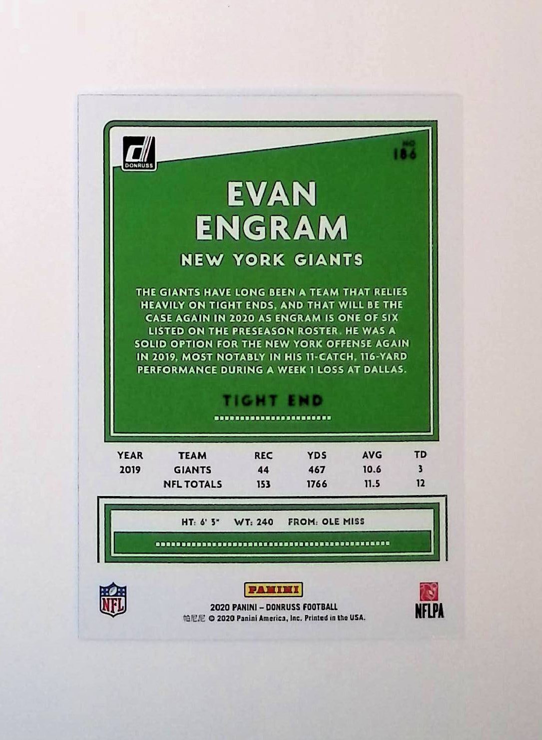 Evan Engram 2020 Donruss Press Proof Blue #186 - LoCo Collectables